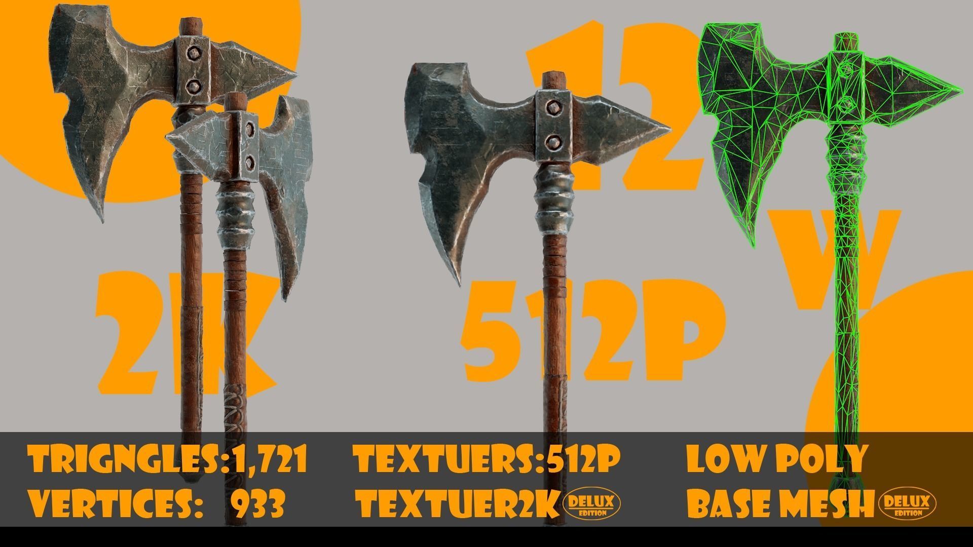 Axe collection-game assets-vol 02 Low-poly 3D model_15