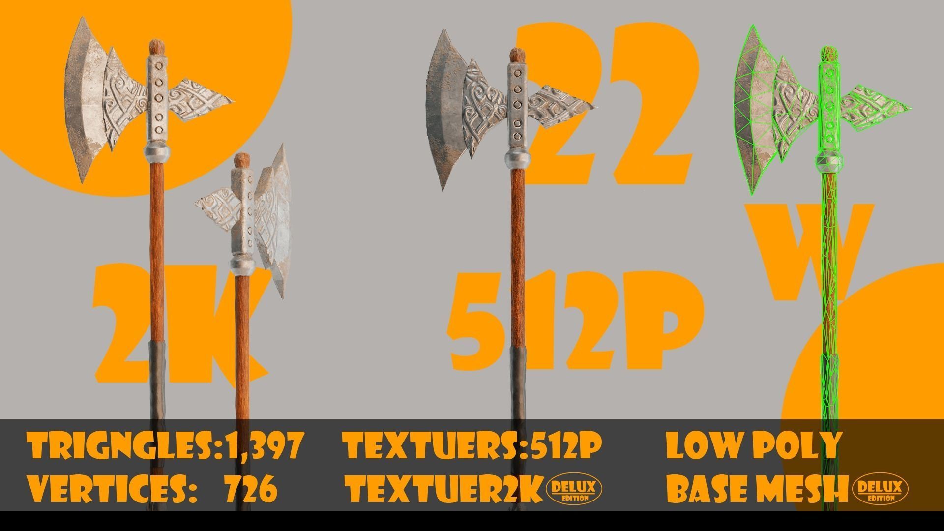 Axe collection-game assets-vol 02 Low-poly 3D model_25