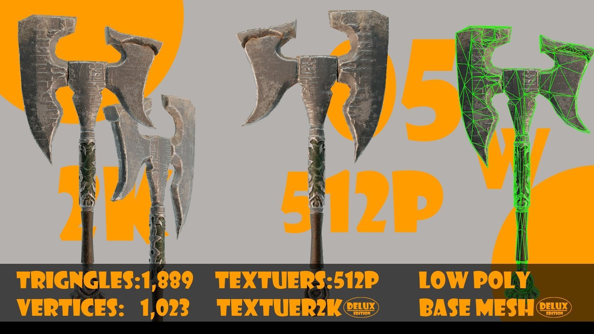 Axe collection-game assets-vol 02 Low-poly 3D model_8