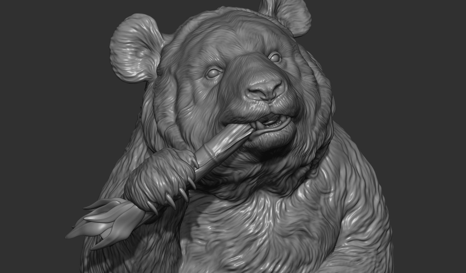 Panda eats bamboo 3D print model_1