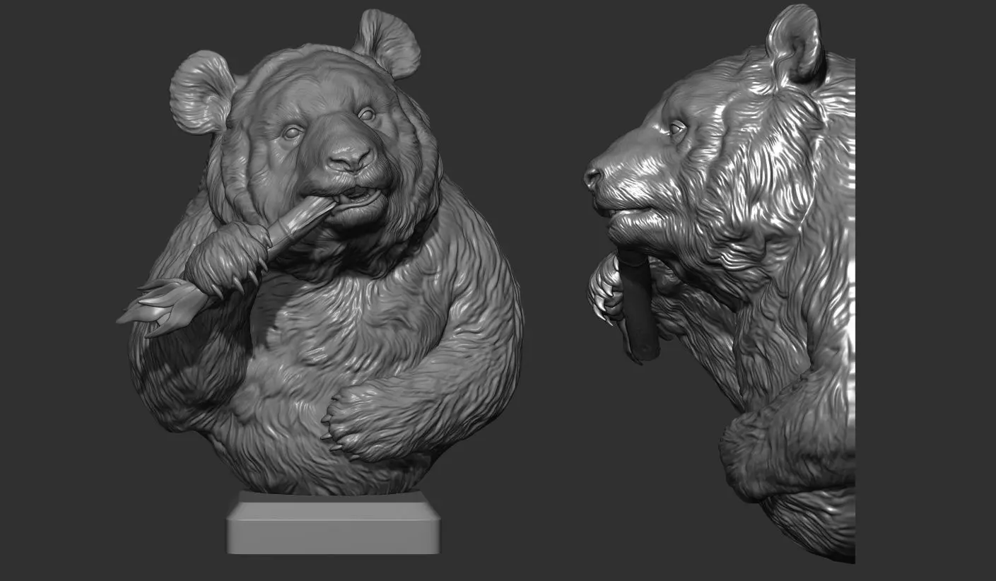 Panda eats bamboo 3D print model_0