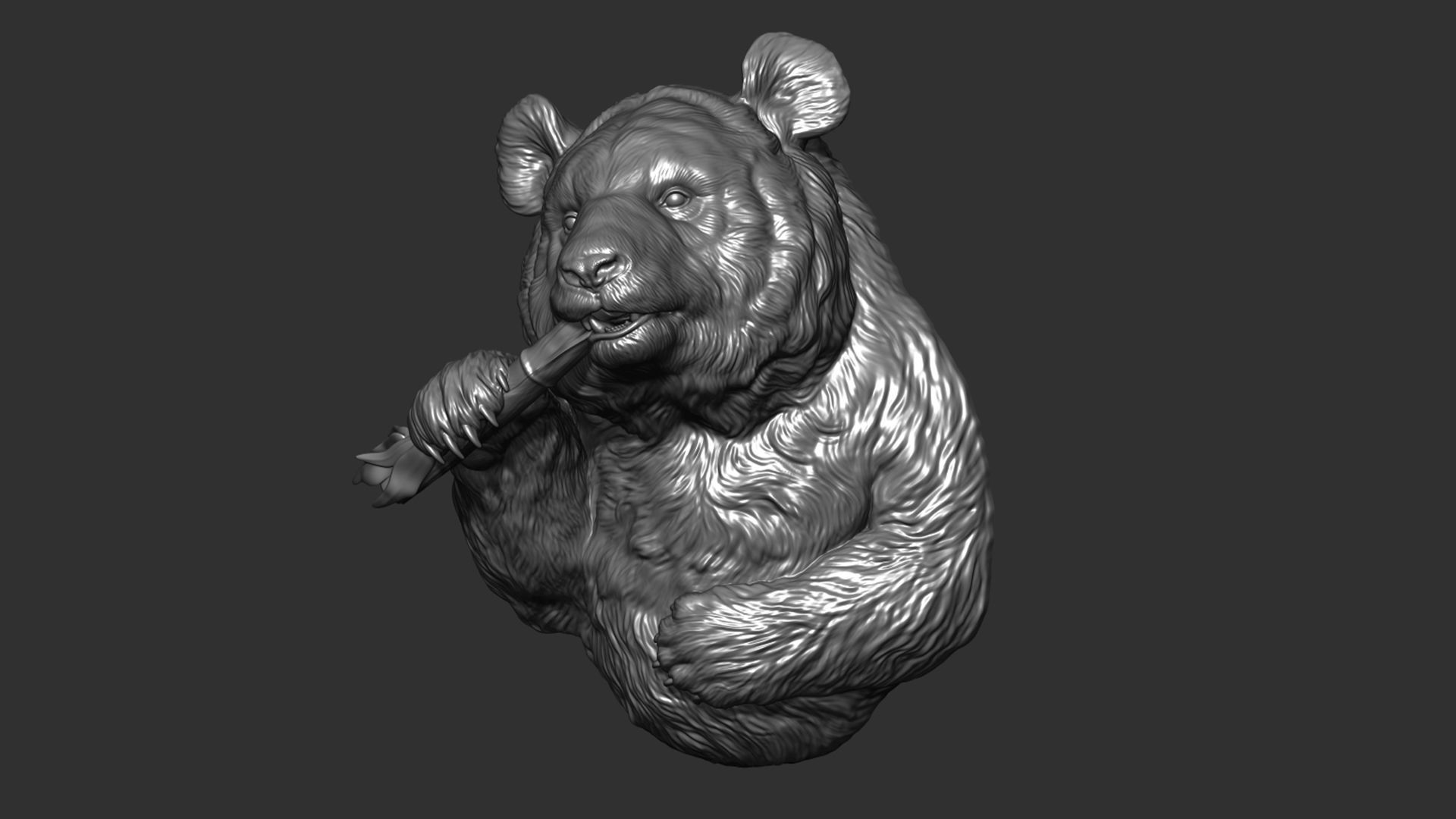 Panda eats bamboo 3D print model_7