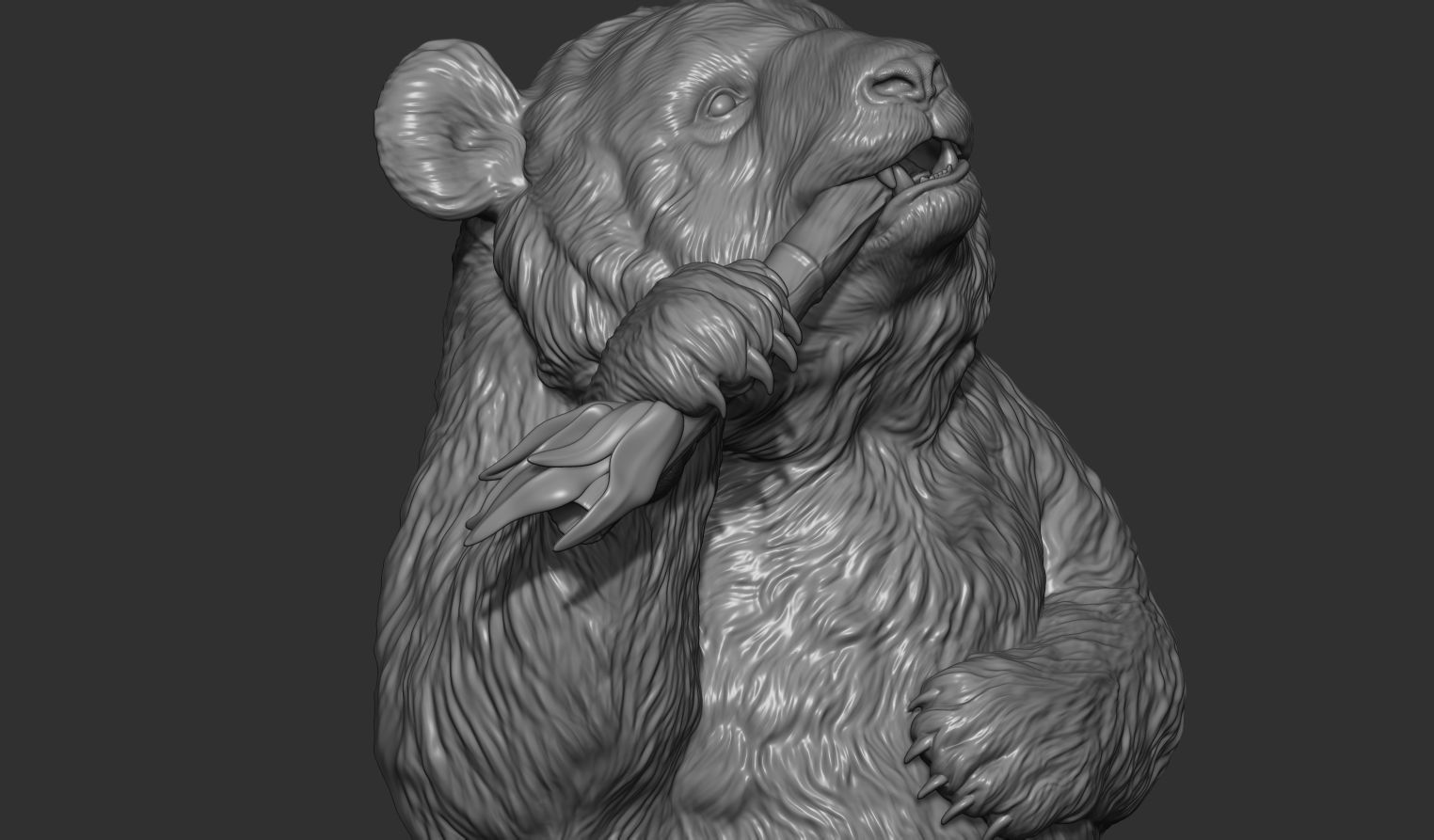 Panda eats bamboo 3D print model_2