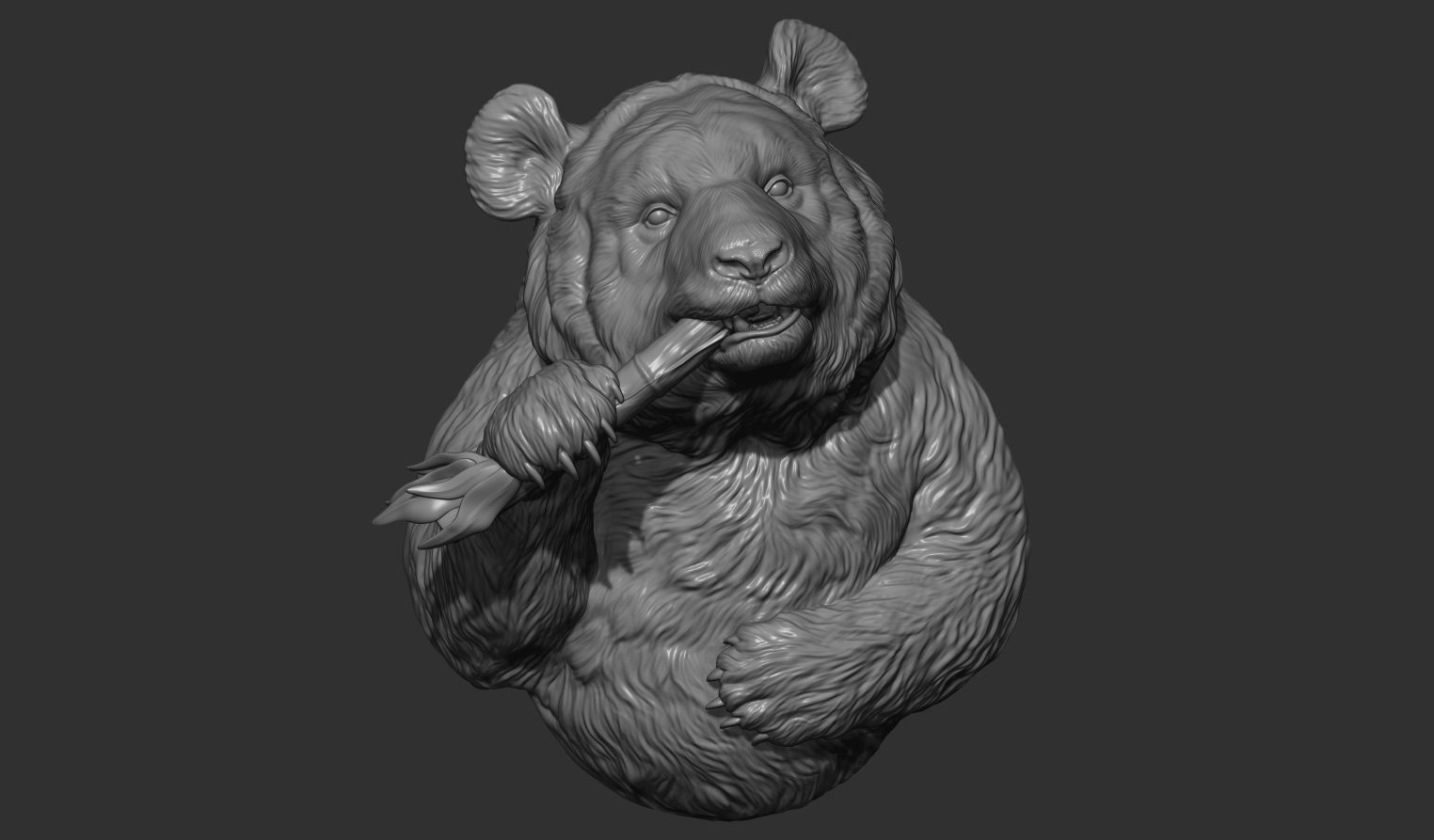 Panda eats bamboo 3D print model_3