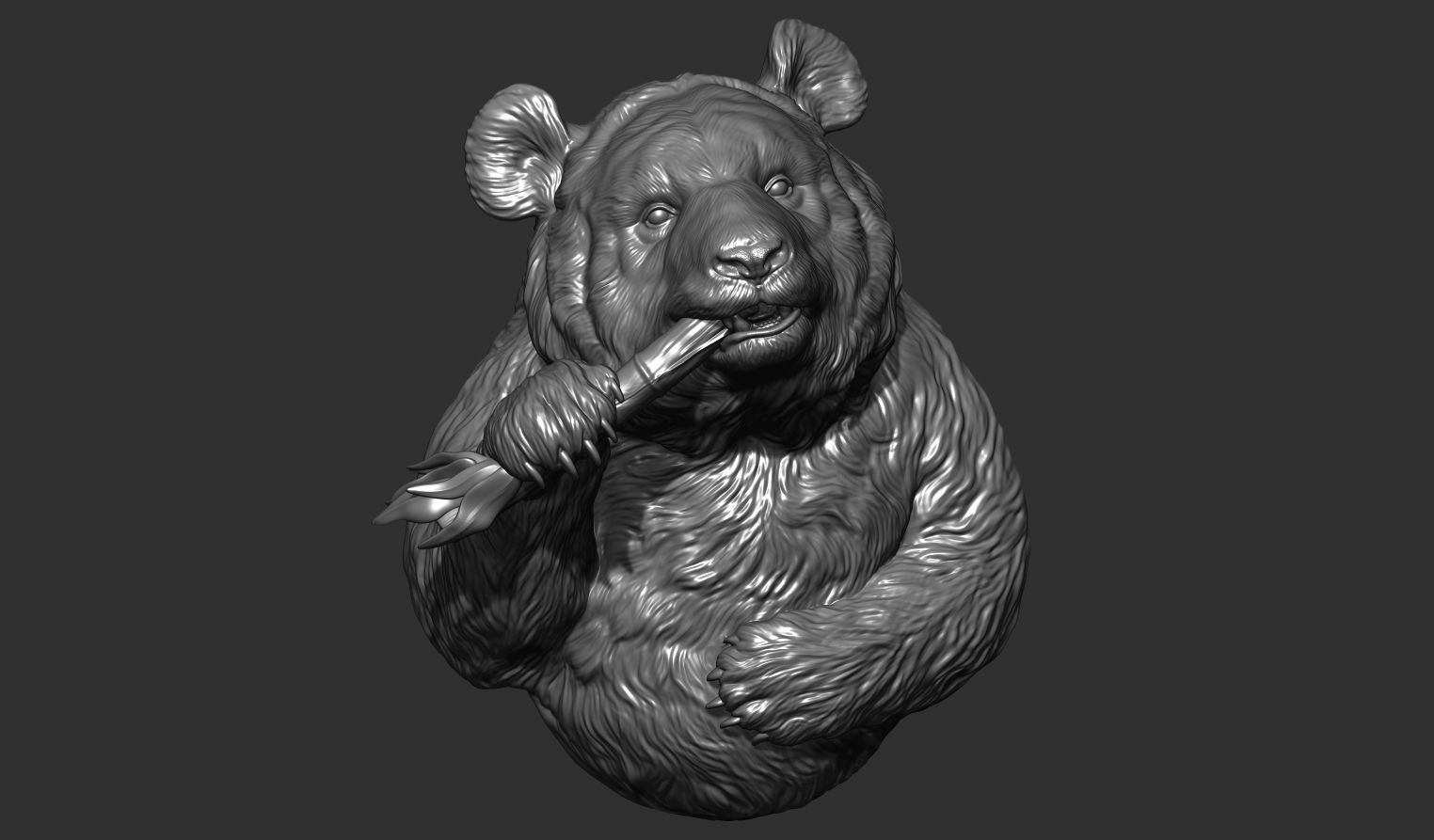 Panda eats bamboo 3D print model_5