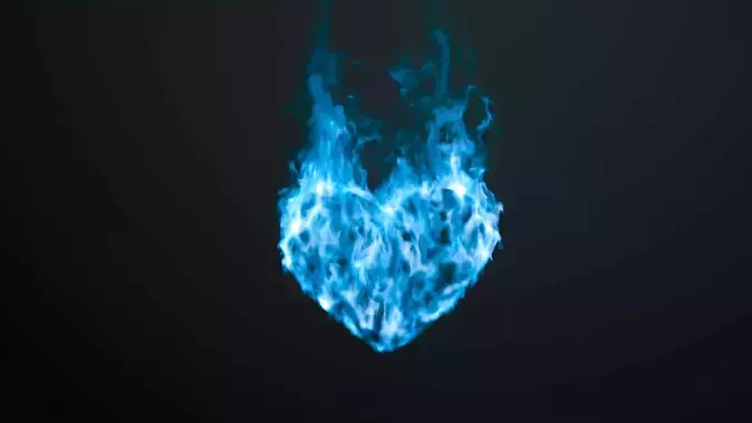 Animation of ignition and burning ice heart fire