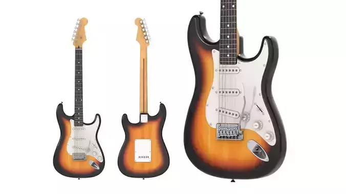 Electric Guitar Stratocaster Sunburst 3D model