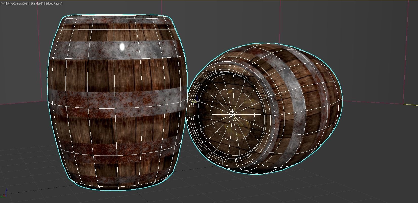 Barrel two vases Free low-poly 3D model_2