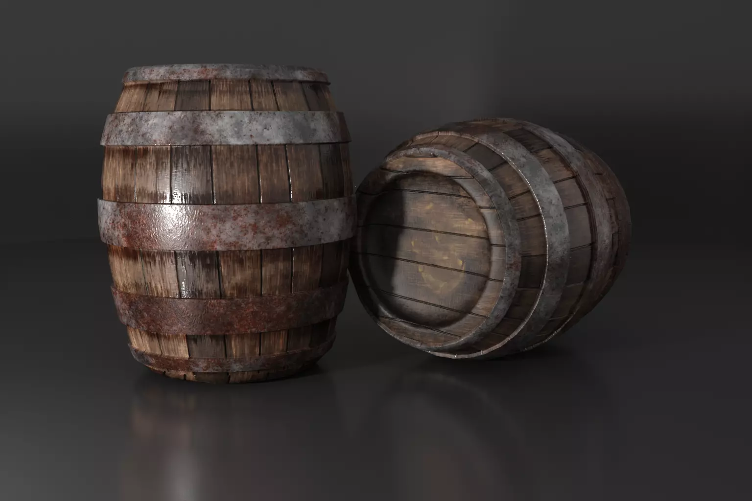 Barrel two vases Free low-poly 3D model_0