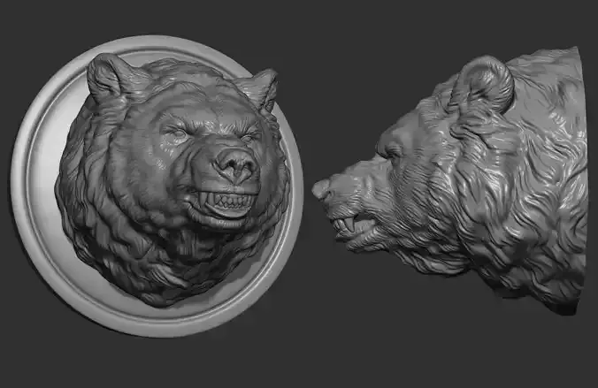 Bear grin roar head 3D print model