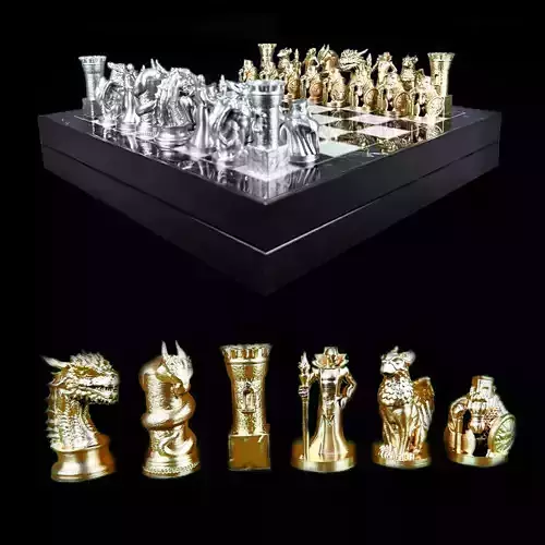 Dragon Chess Pieces 6 Different Pieces - Dragon Chess Game  3D print model
