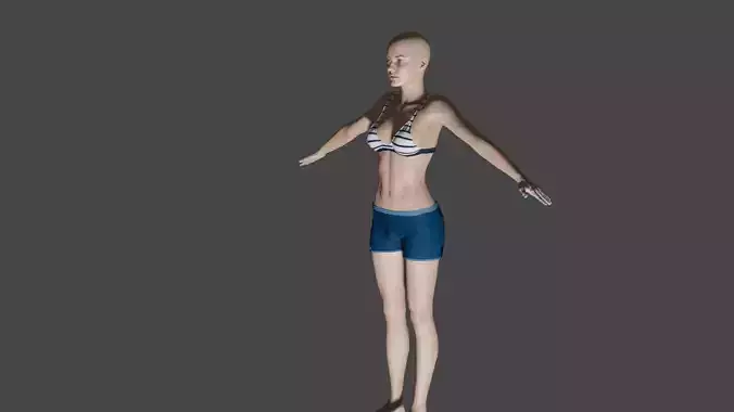Female base mesh model with textures