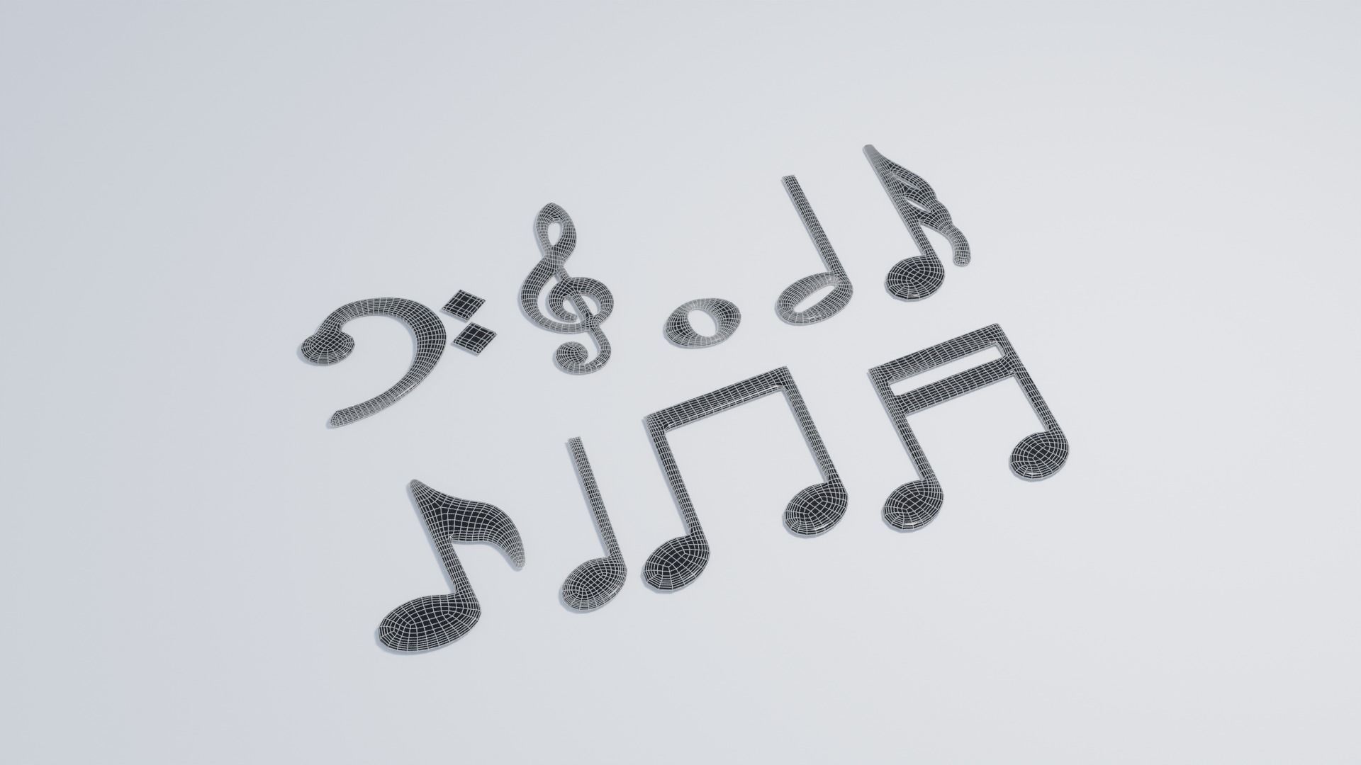 Music Notes Low-poly 3D model_1
