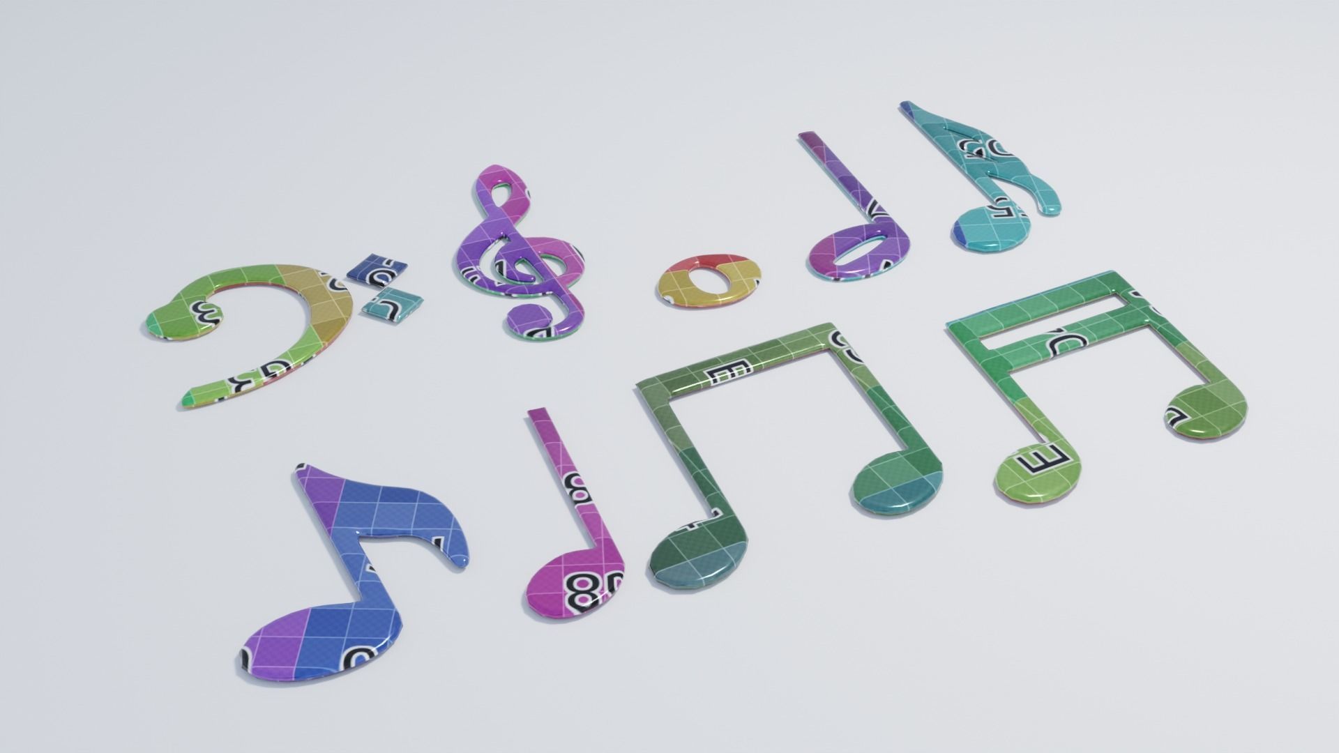 Music Notes Low-poly 3D model_6