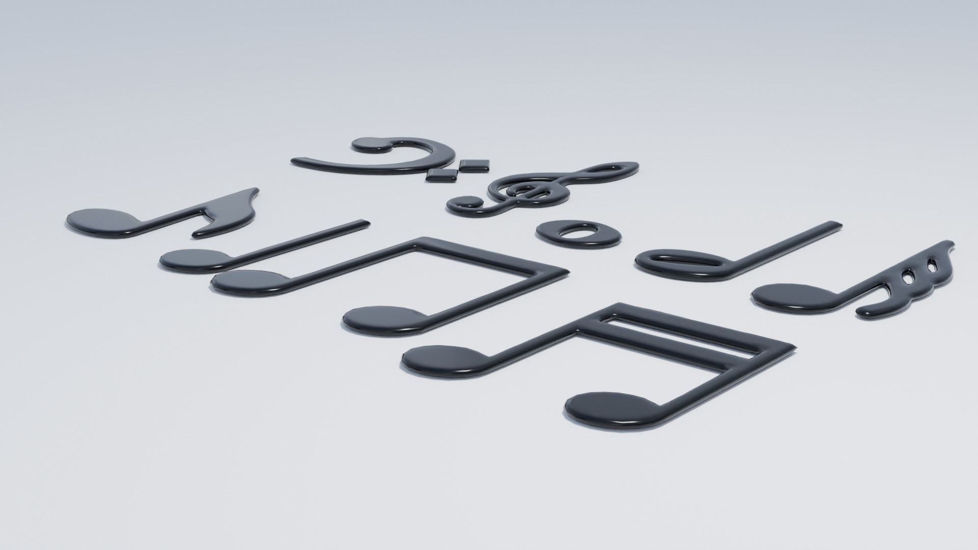 Music Notes Low-poly 3D model_3