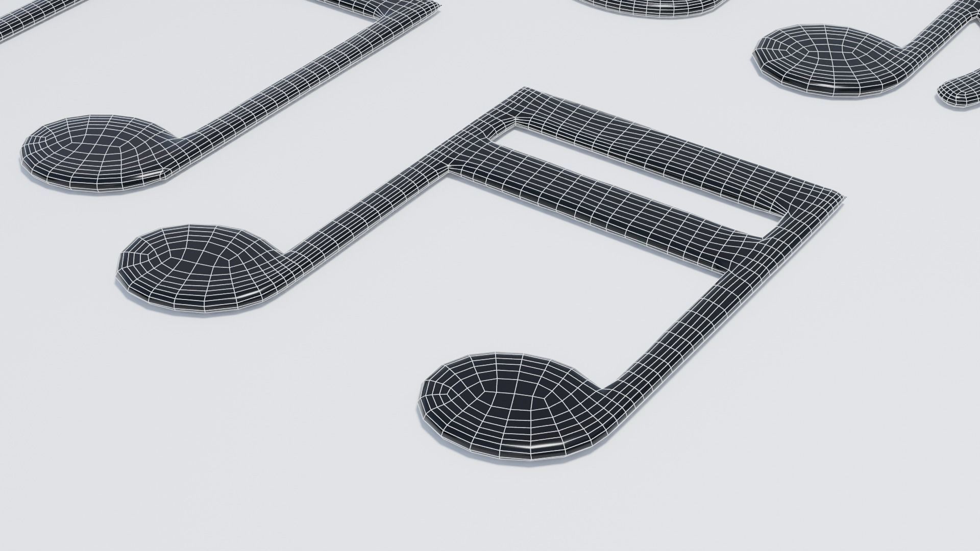 Music Notes Low-poly 3D model_4