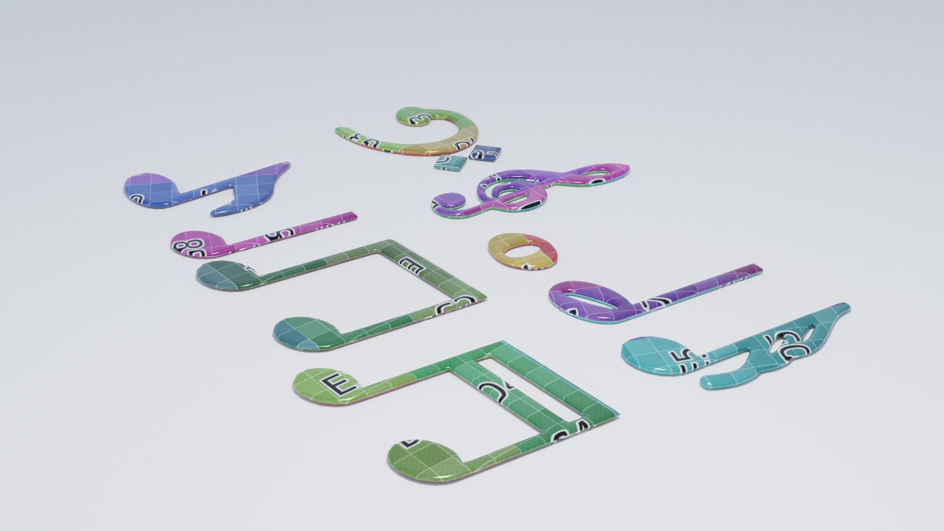 Music Notes Low-poly 3D model_7