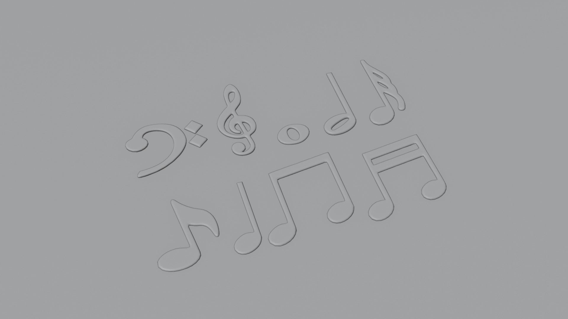 Music Notes Low-poly 3D model_2