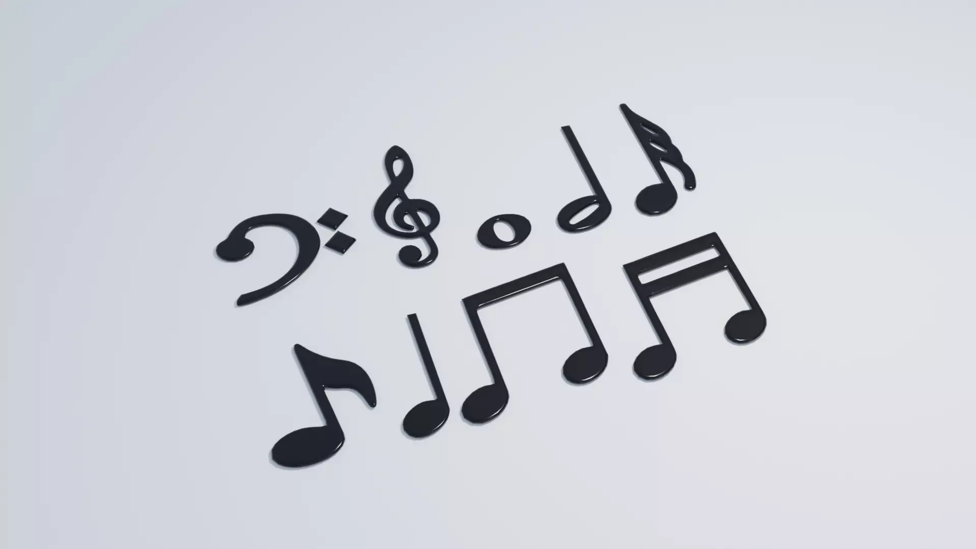 Music Notes Low-poly 3D model_0