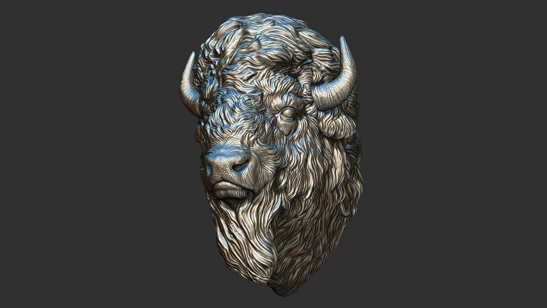 Bison bust 3D print model_19