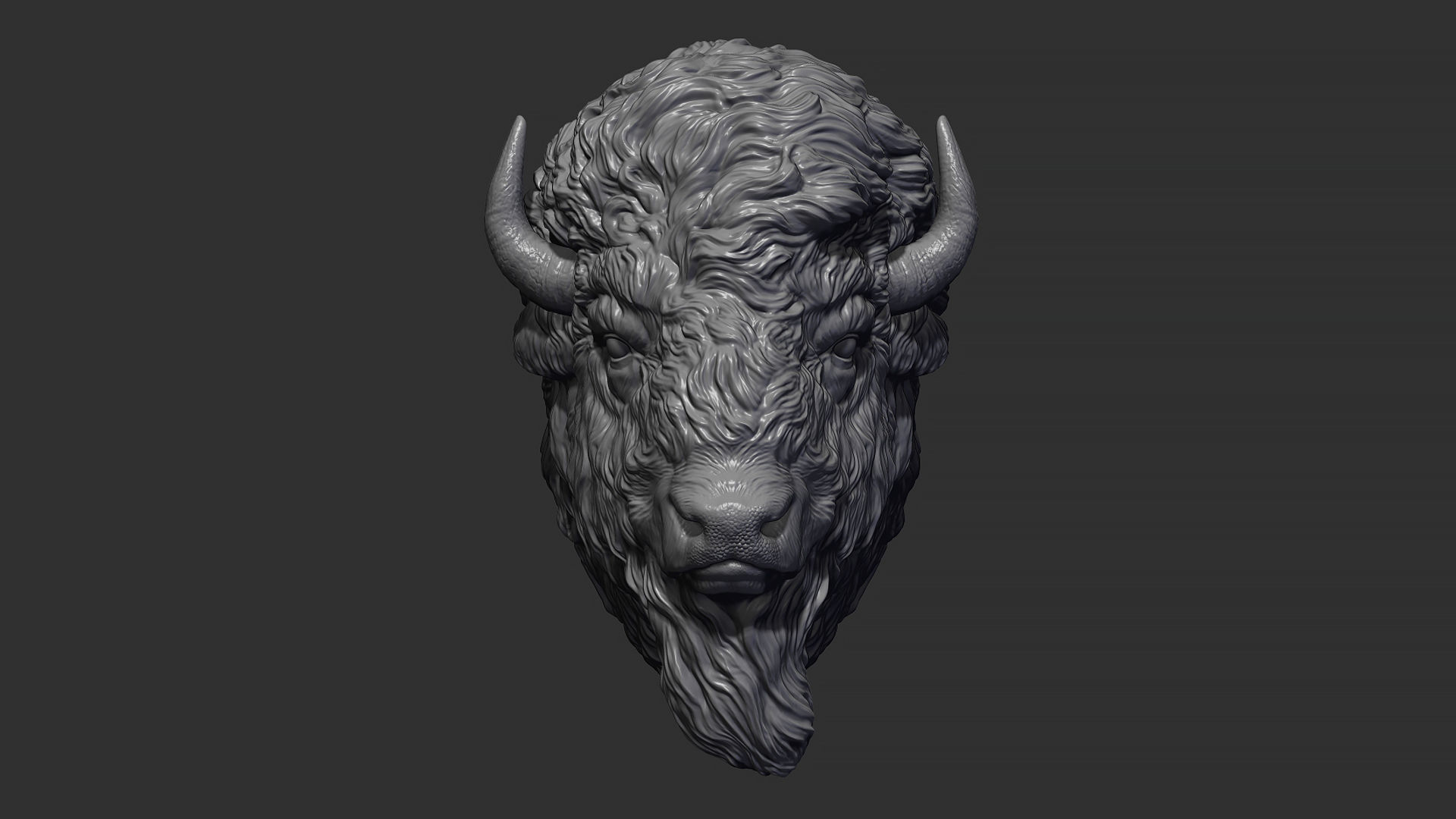 Bison bust 3D print model_1