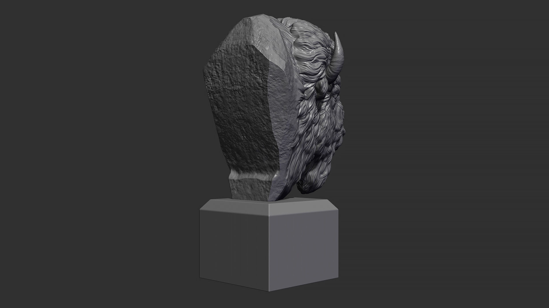 Bison bust 3D print model_14