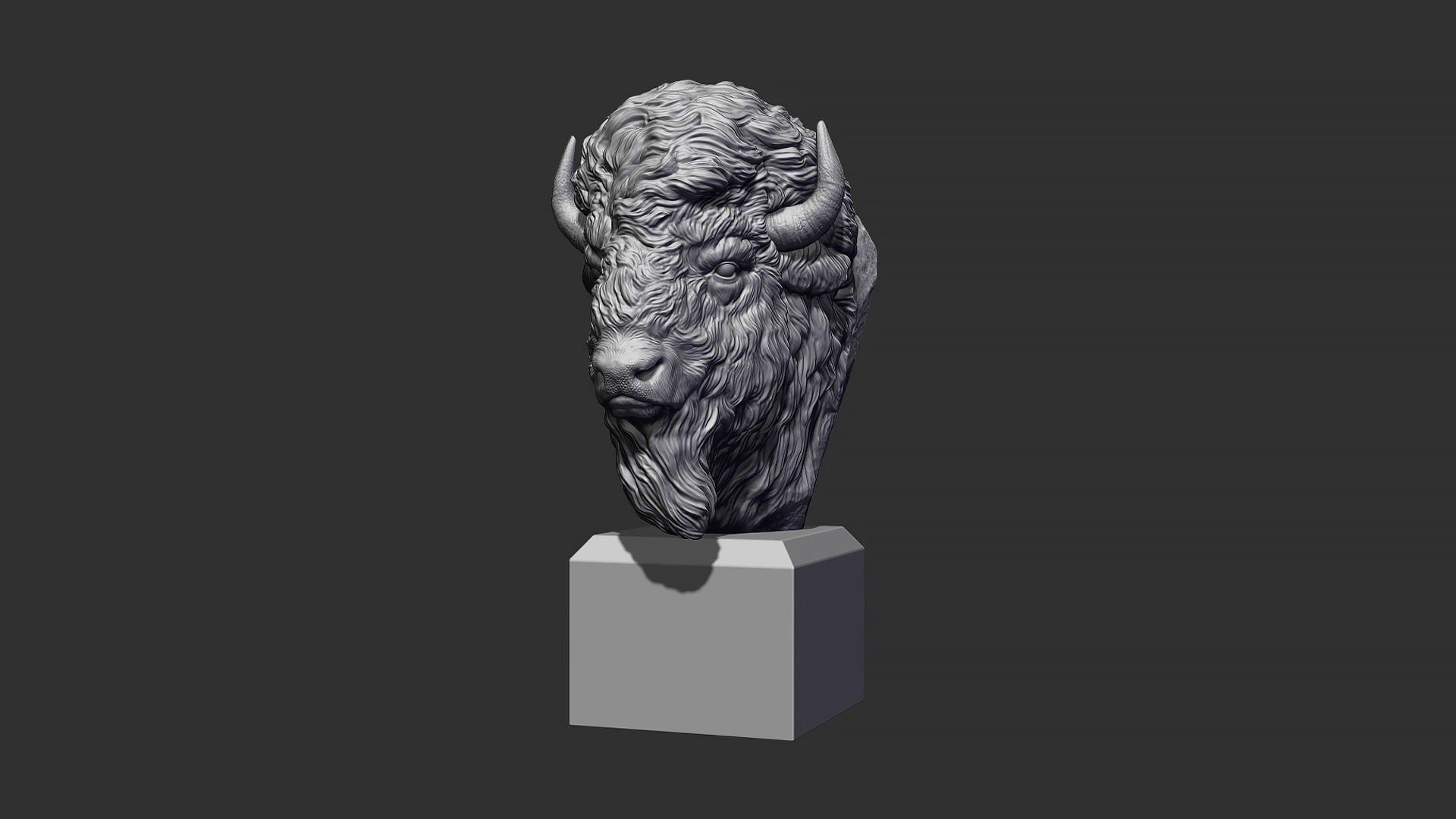 Bison bust 3D print model_15
