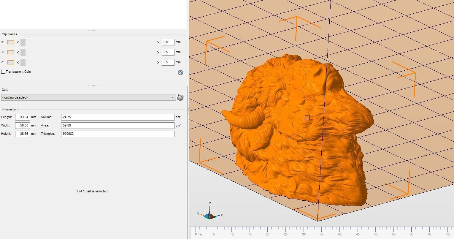 Bison bust 3D print model_22