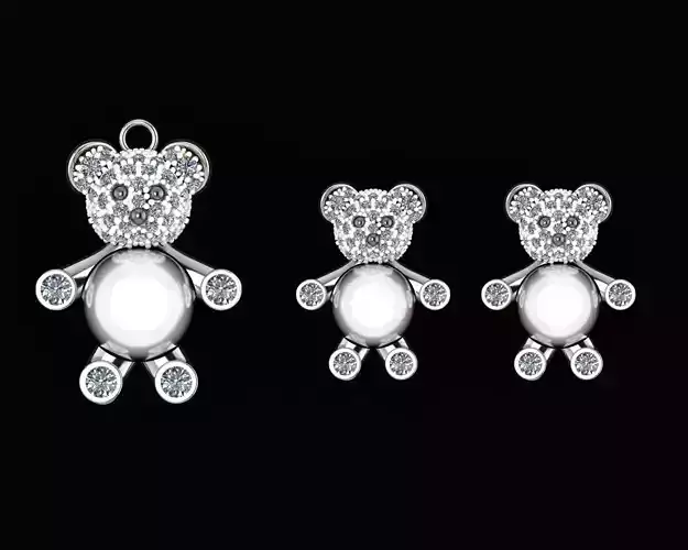 Set of a child - Bears earrings and pendant