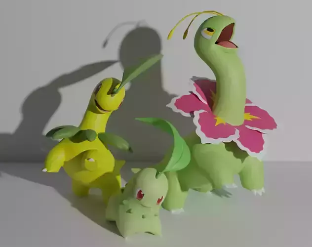 Chikorita Bayleef and Meganium 3D print model