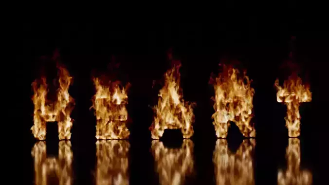 Heart fire text animation burn 3D model