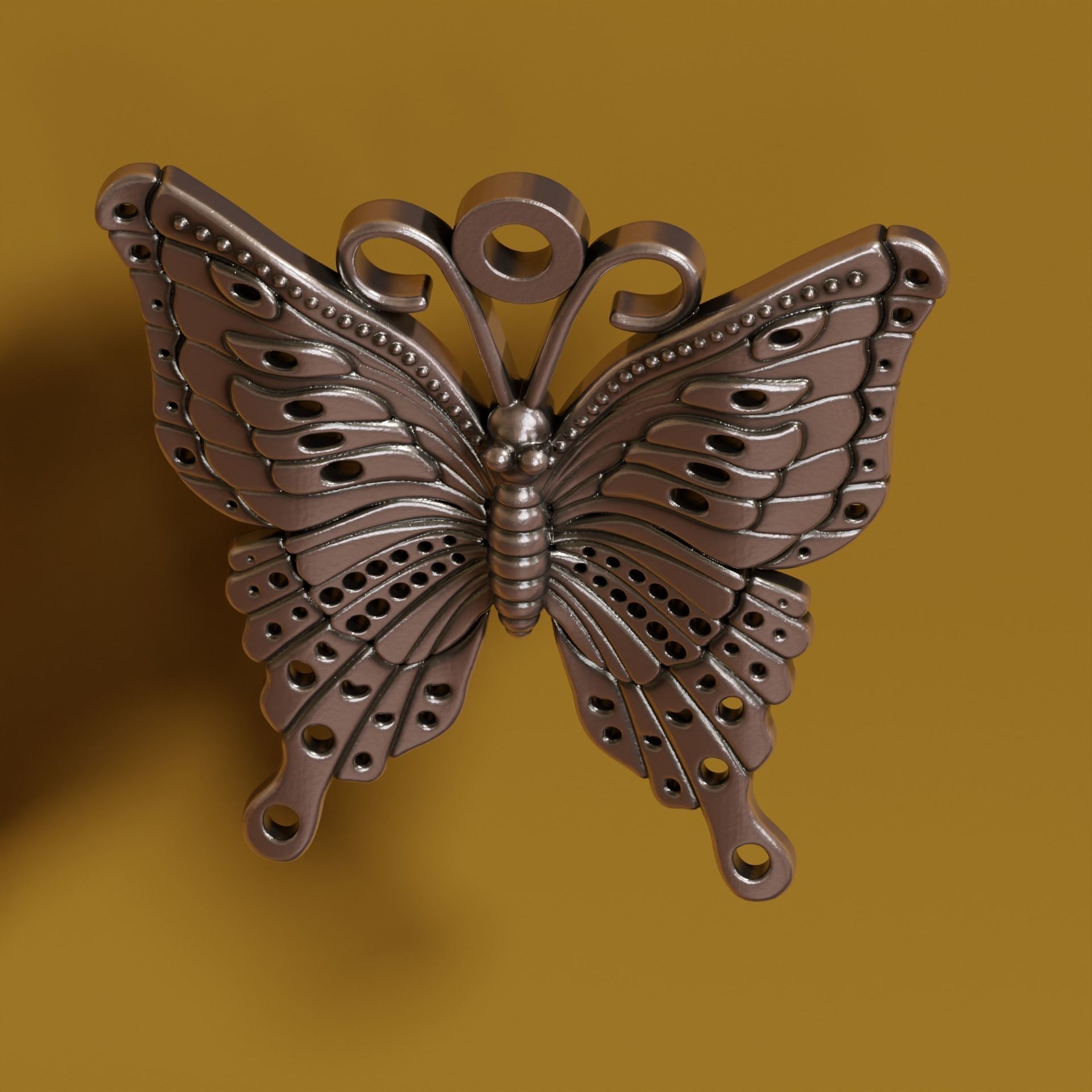 Butterfly charm 3D print model_4