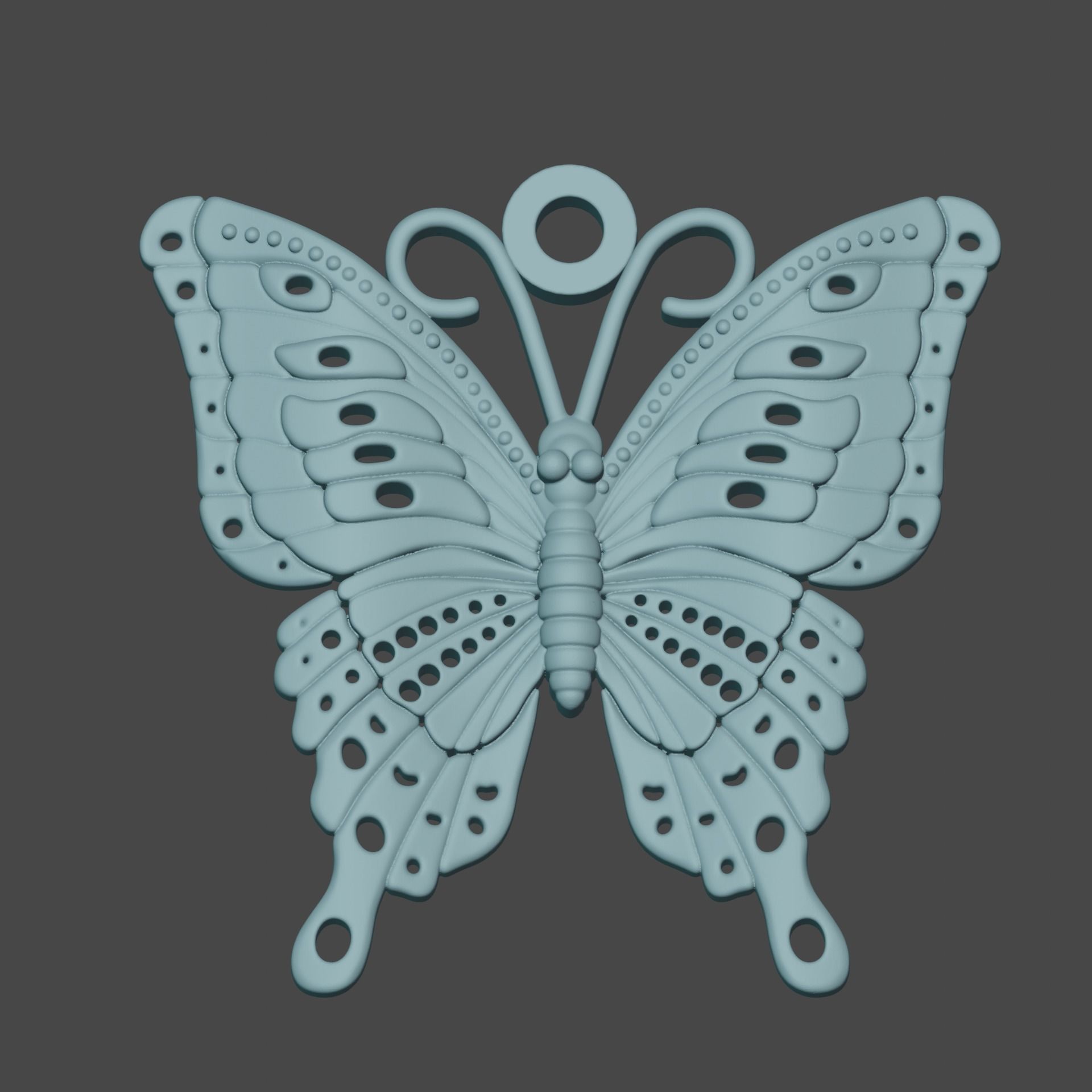 Butterfly charm 3D print model_5