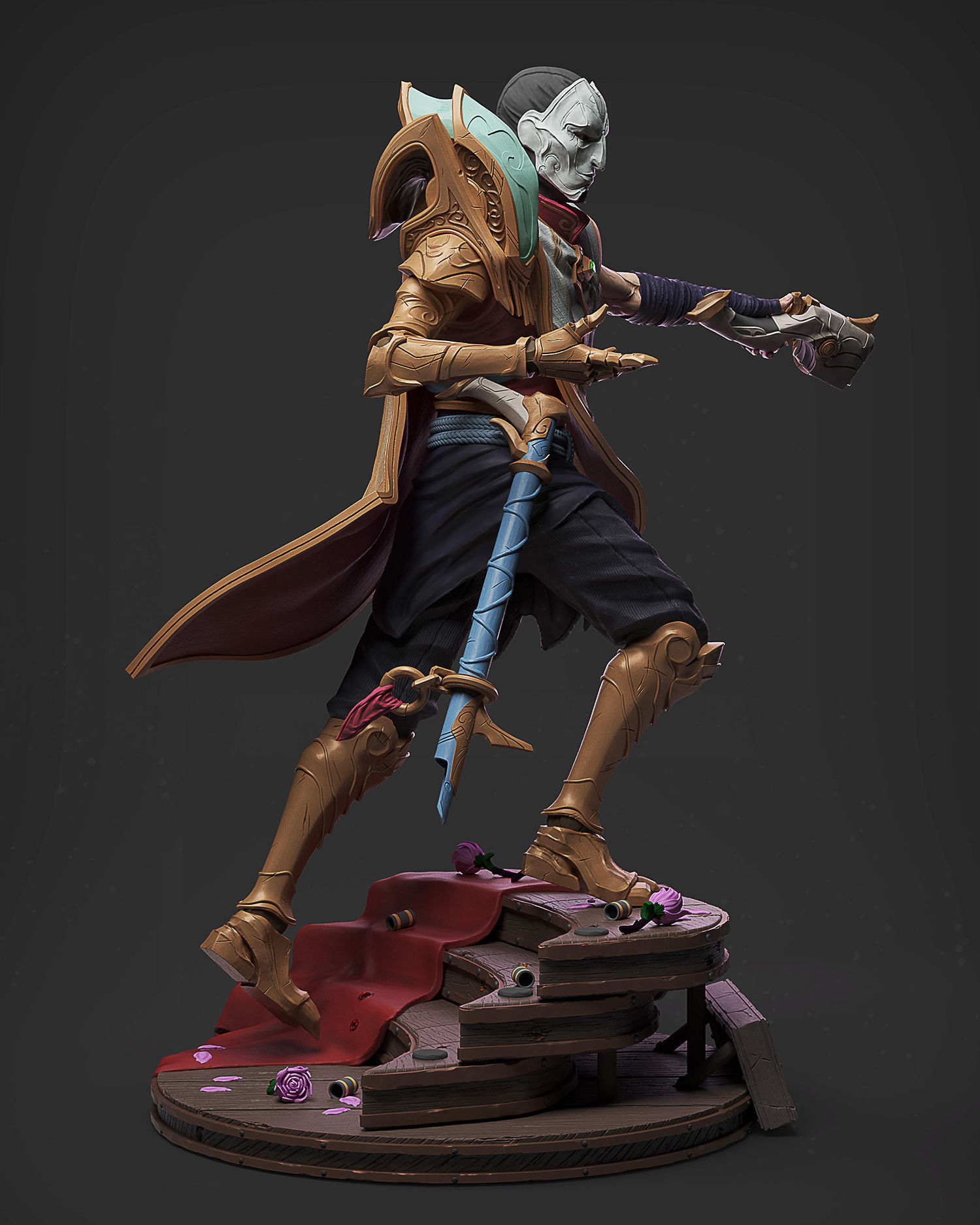 Jhin League of Legends statue 3D print model_5