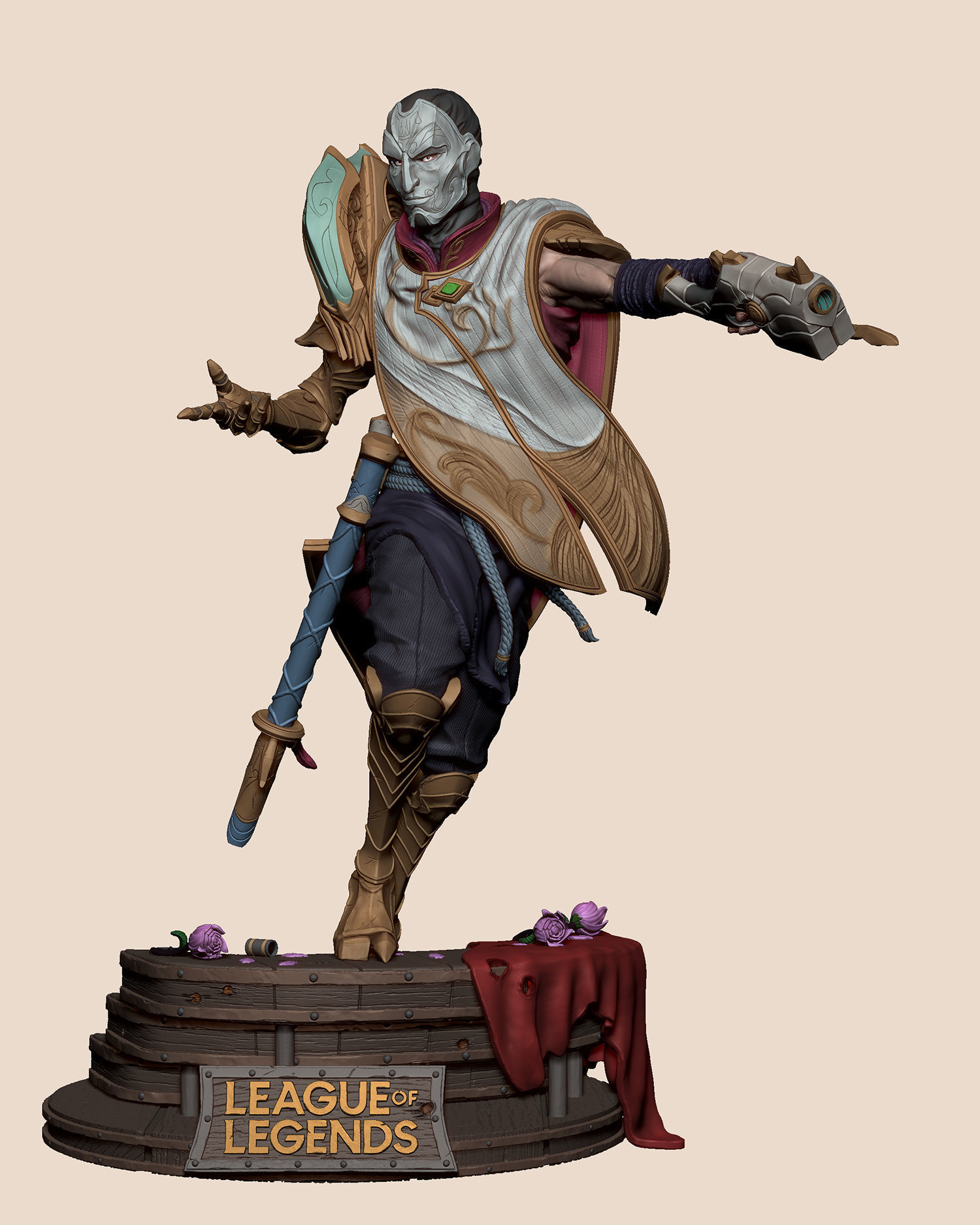 Jhin League of Legends statue 3D print model_7