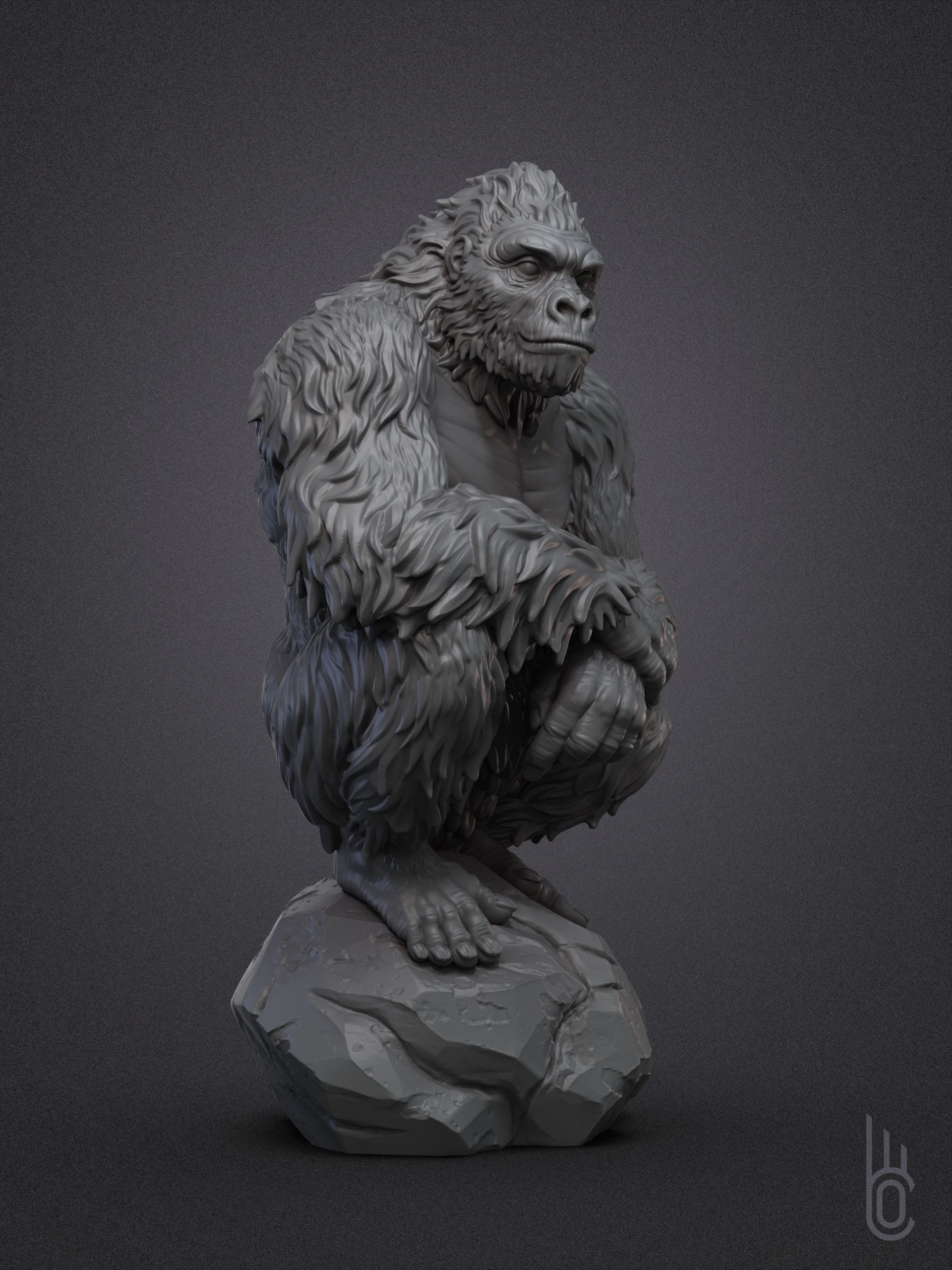 Calm Gorilla 3D print model_9