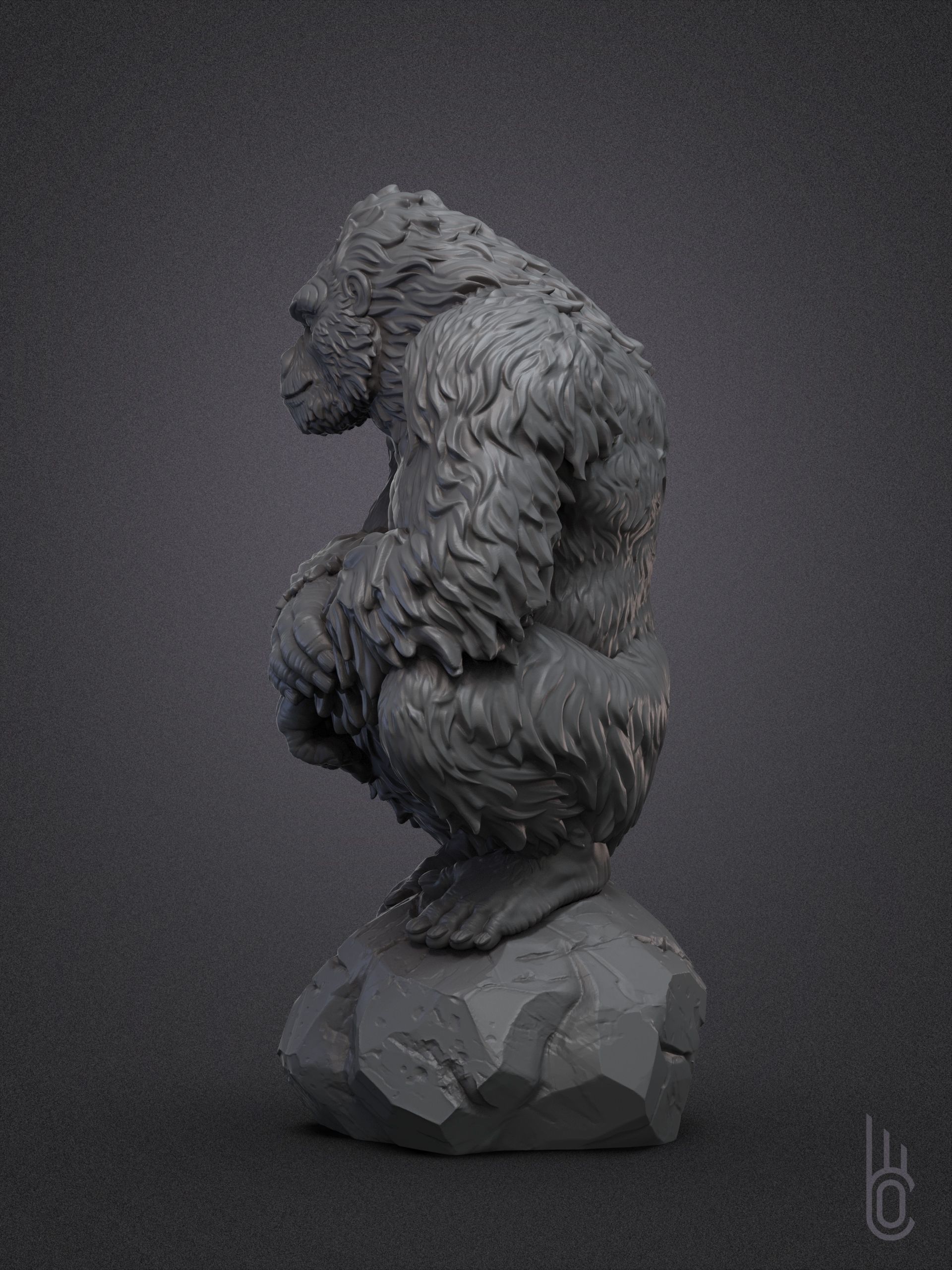 Calm Gorilla 3D print model_4