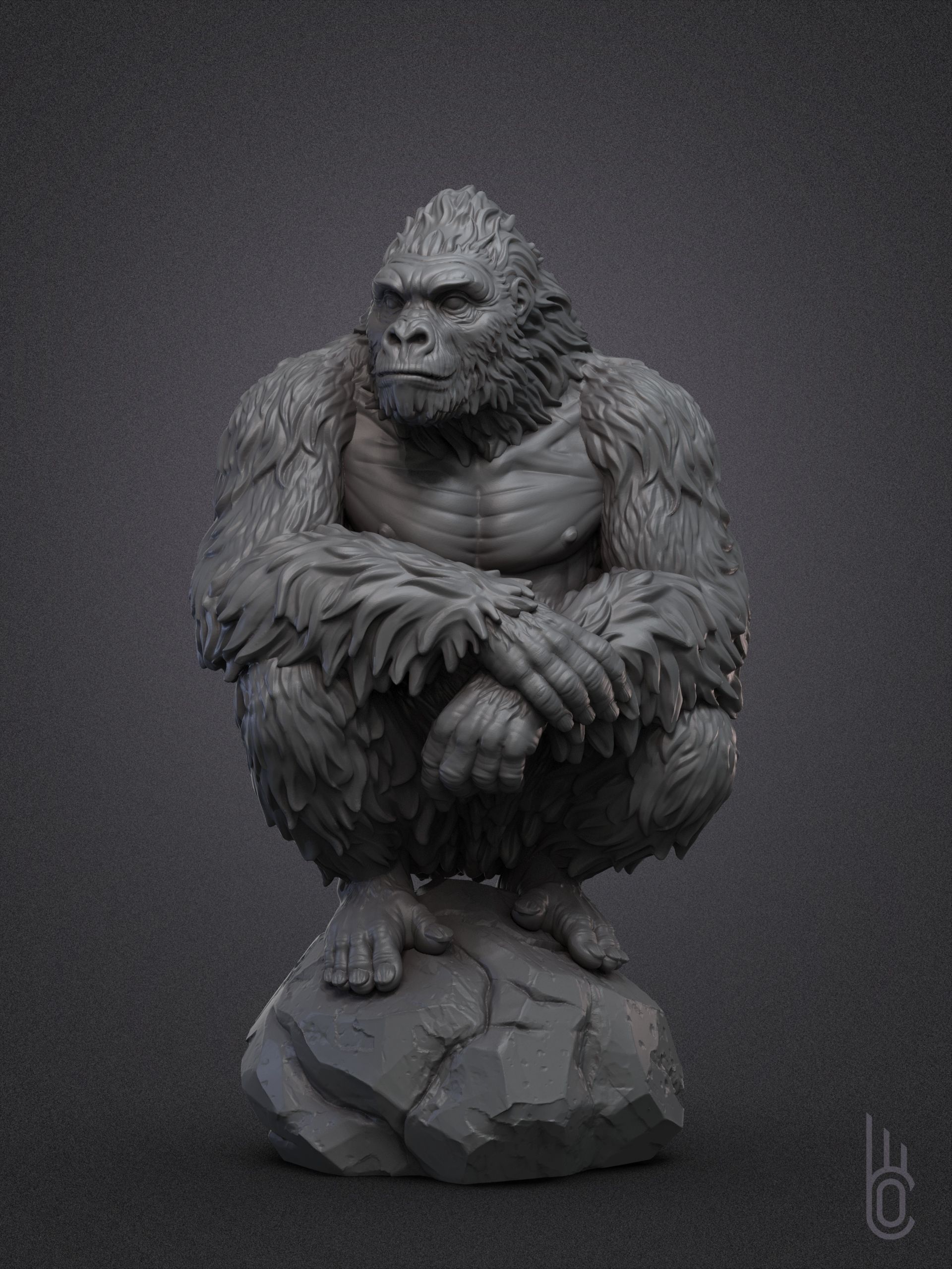 Calm Gorilla 3D print model_10