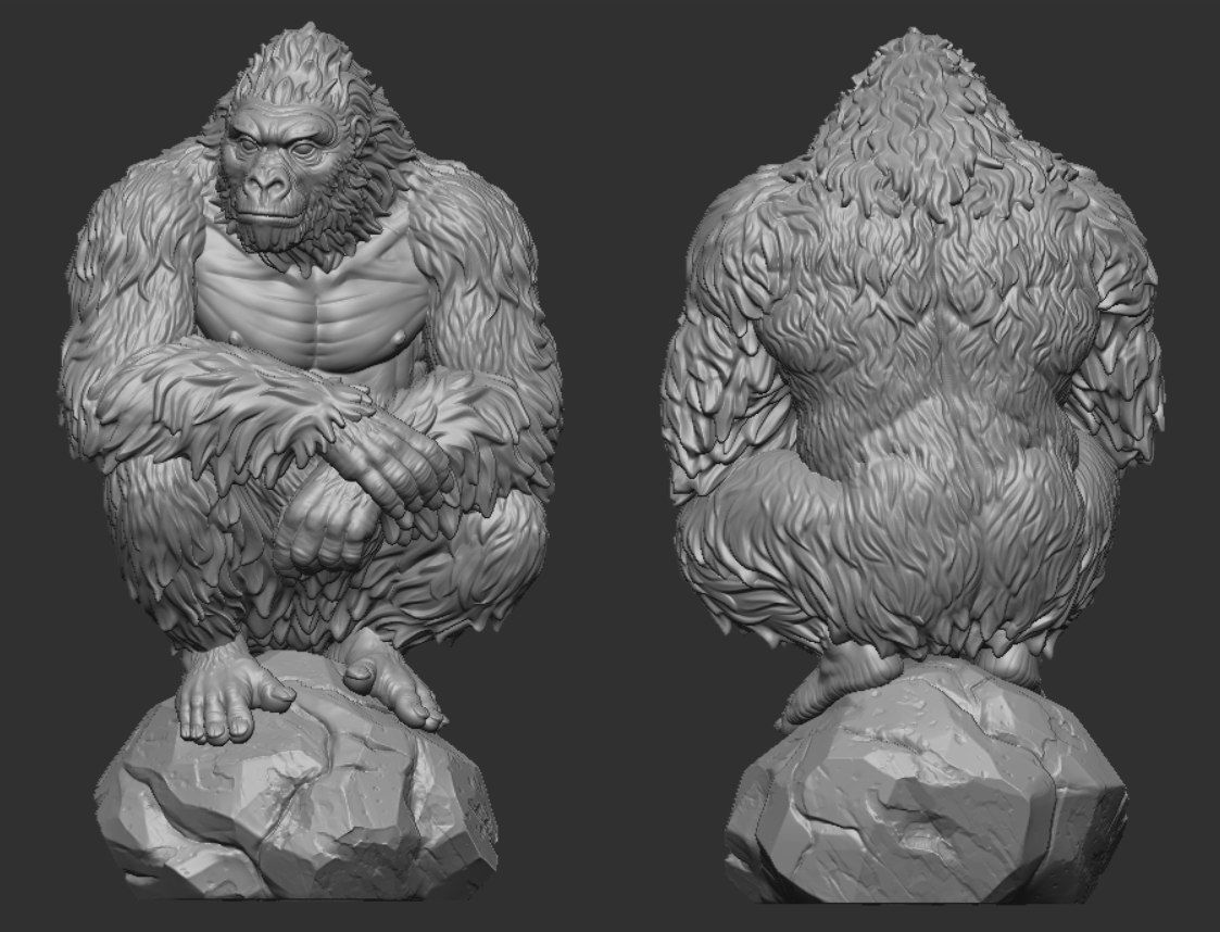 Calm Gorilla 3D print model_11