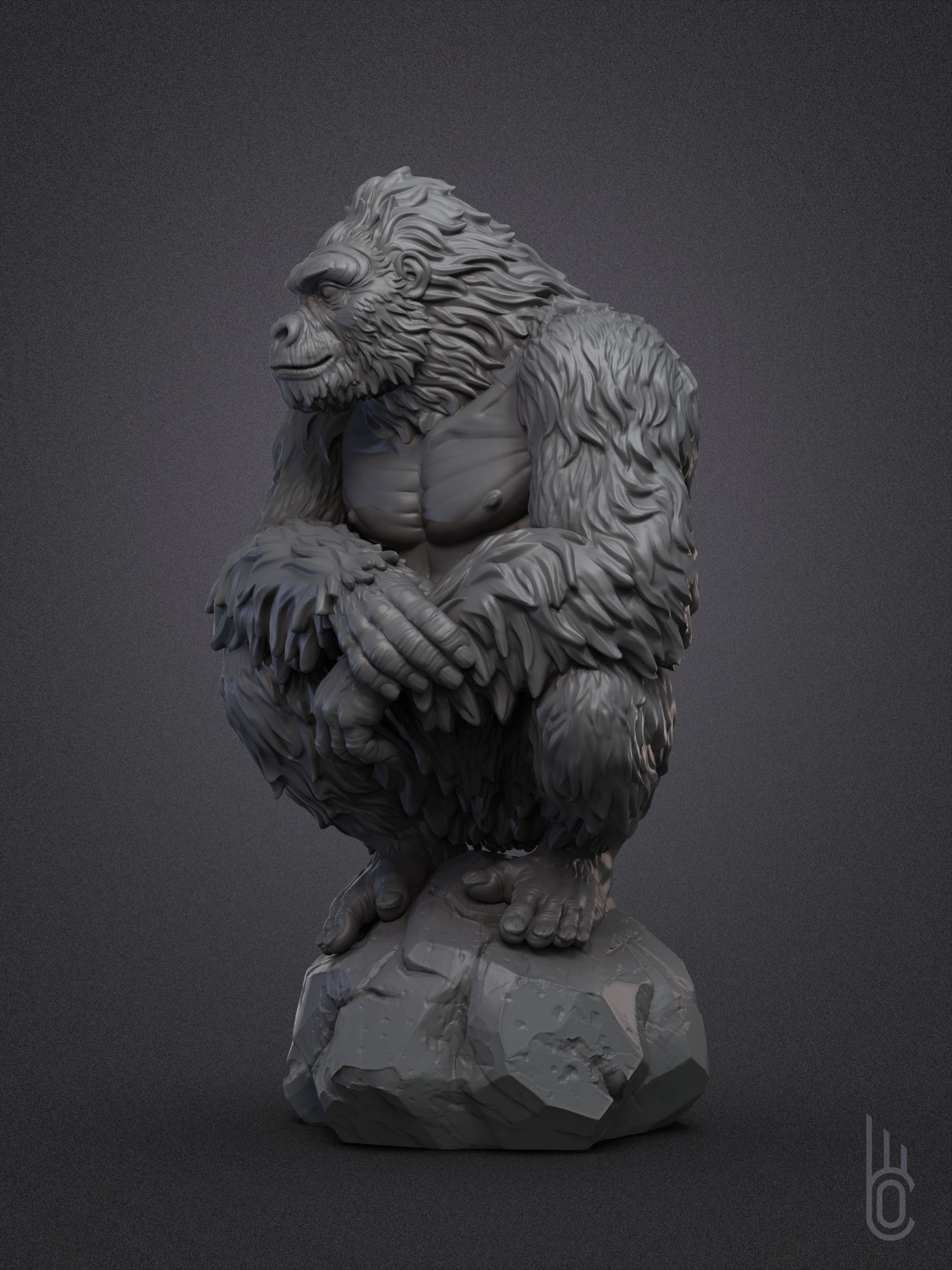 Calm Gorilla 3D print model_5