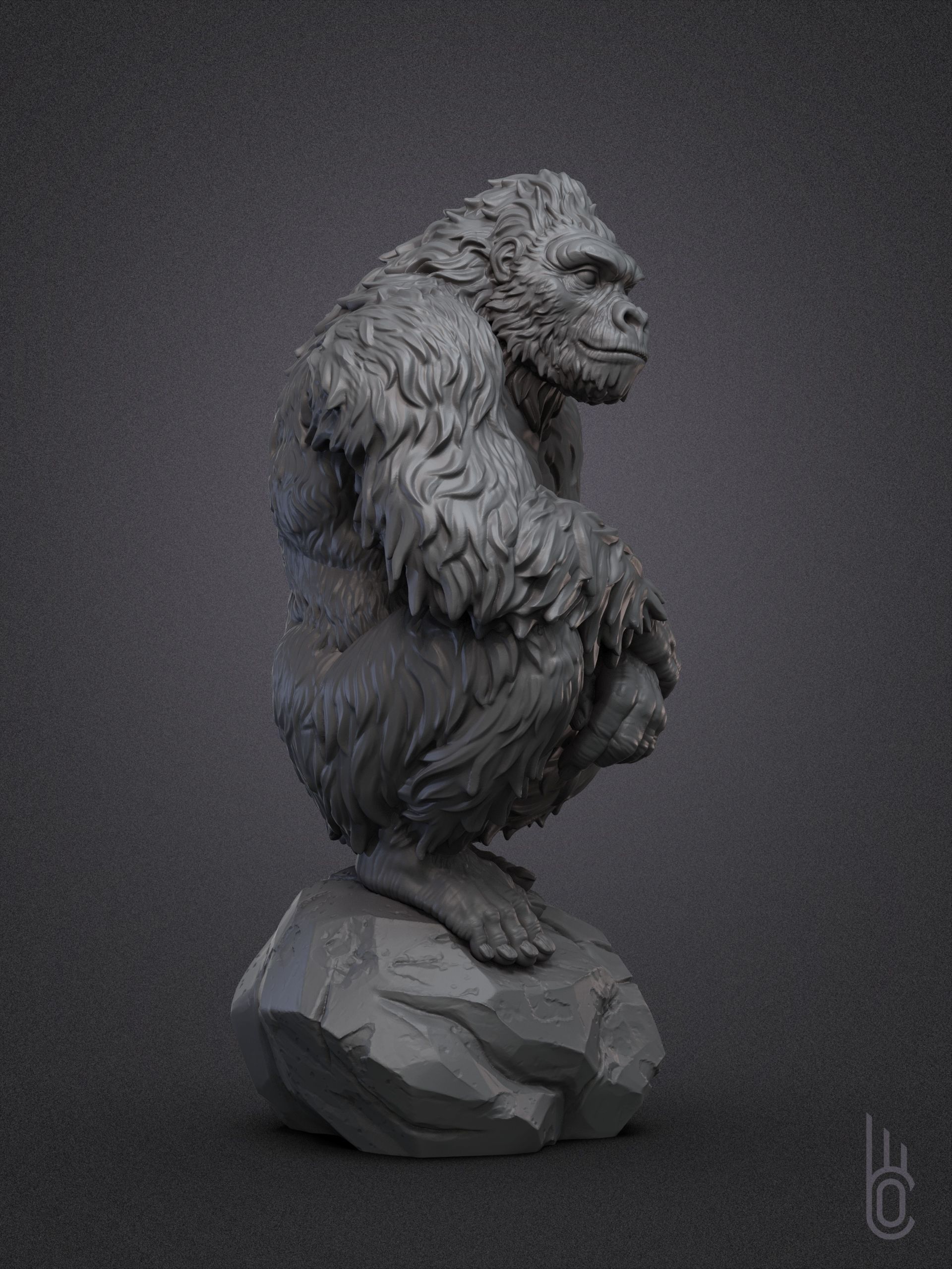 Calm Gorilla 3D print model_7
