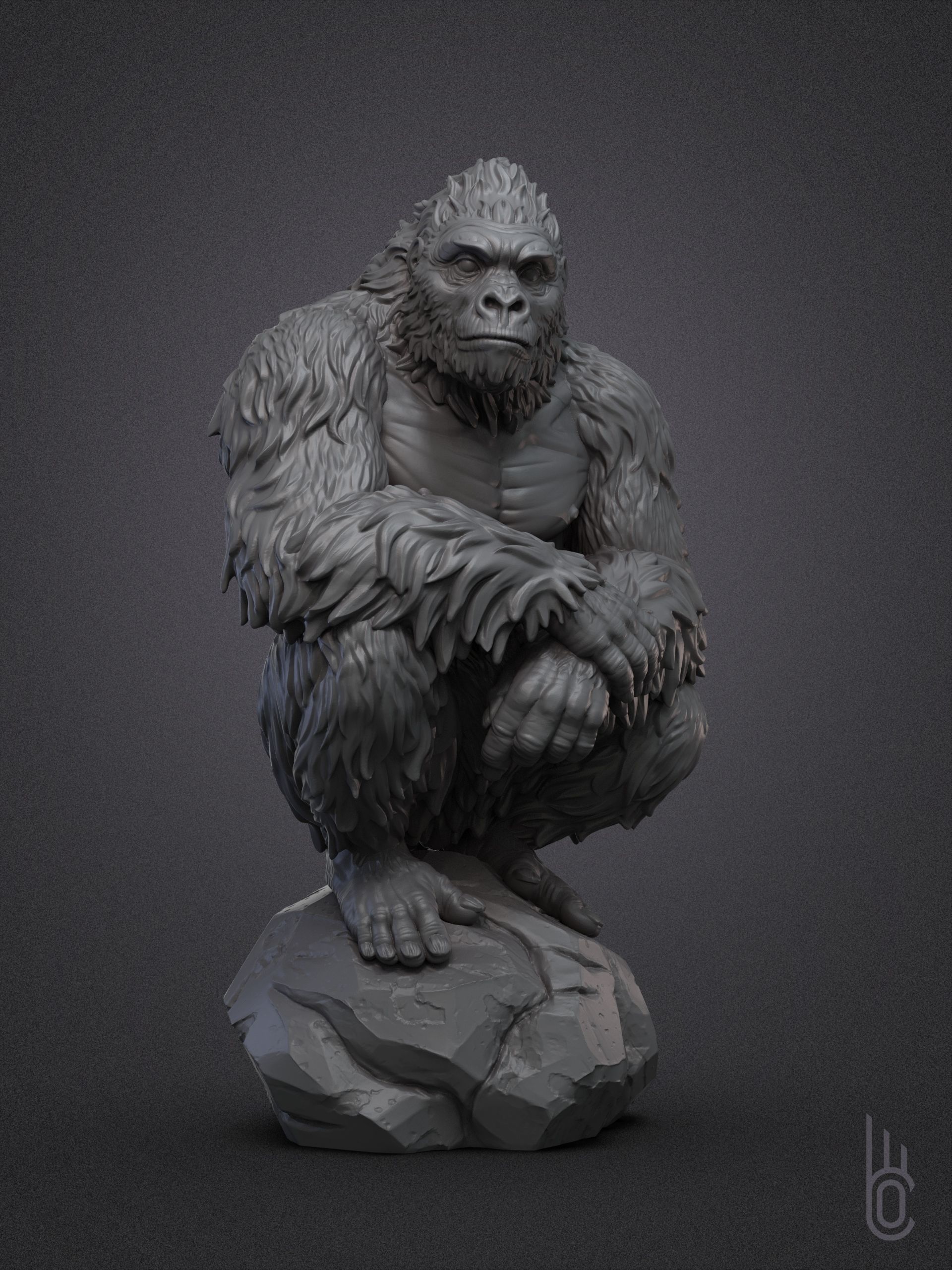 Calm Gorilla 3D print model_2