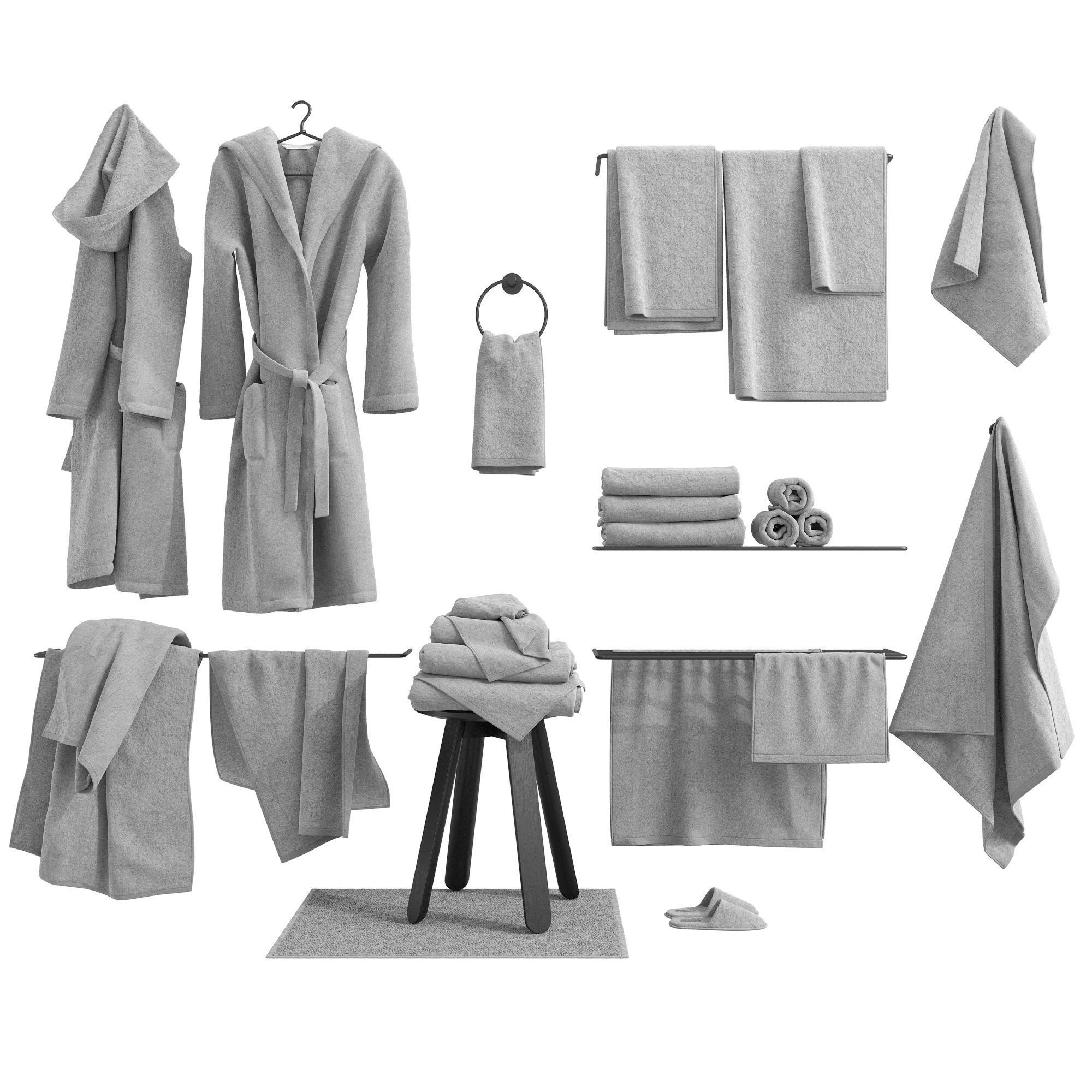 Bathroom Accessories set 01 3D model_12