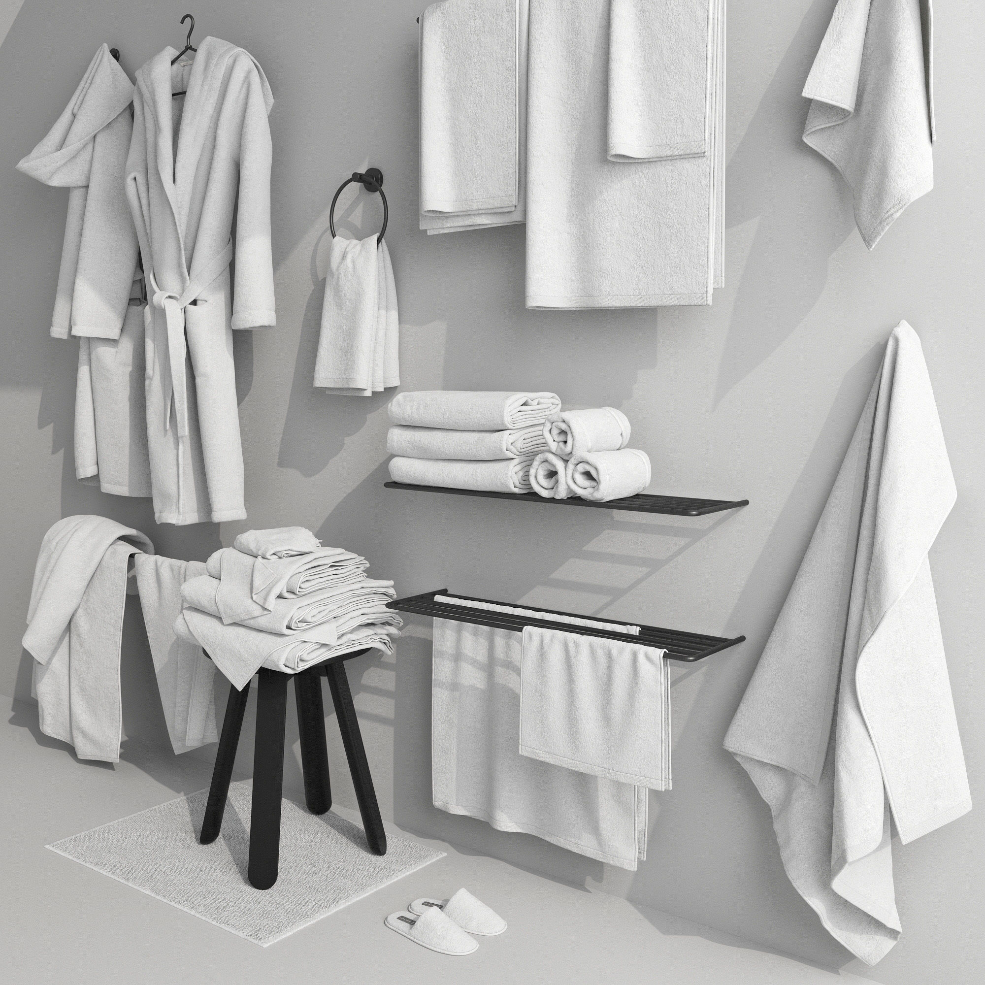 Bathroom Accessories set 01 3D model_7