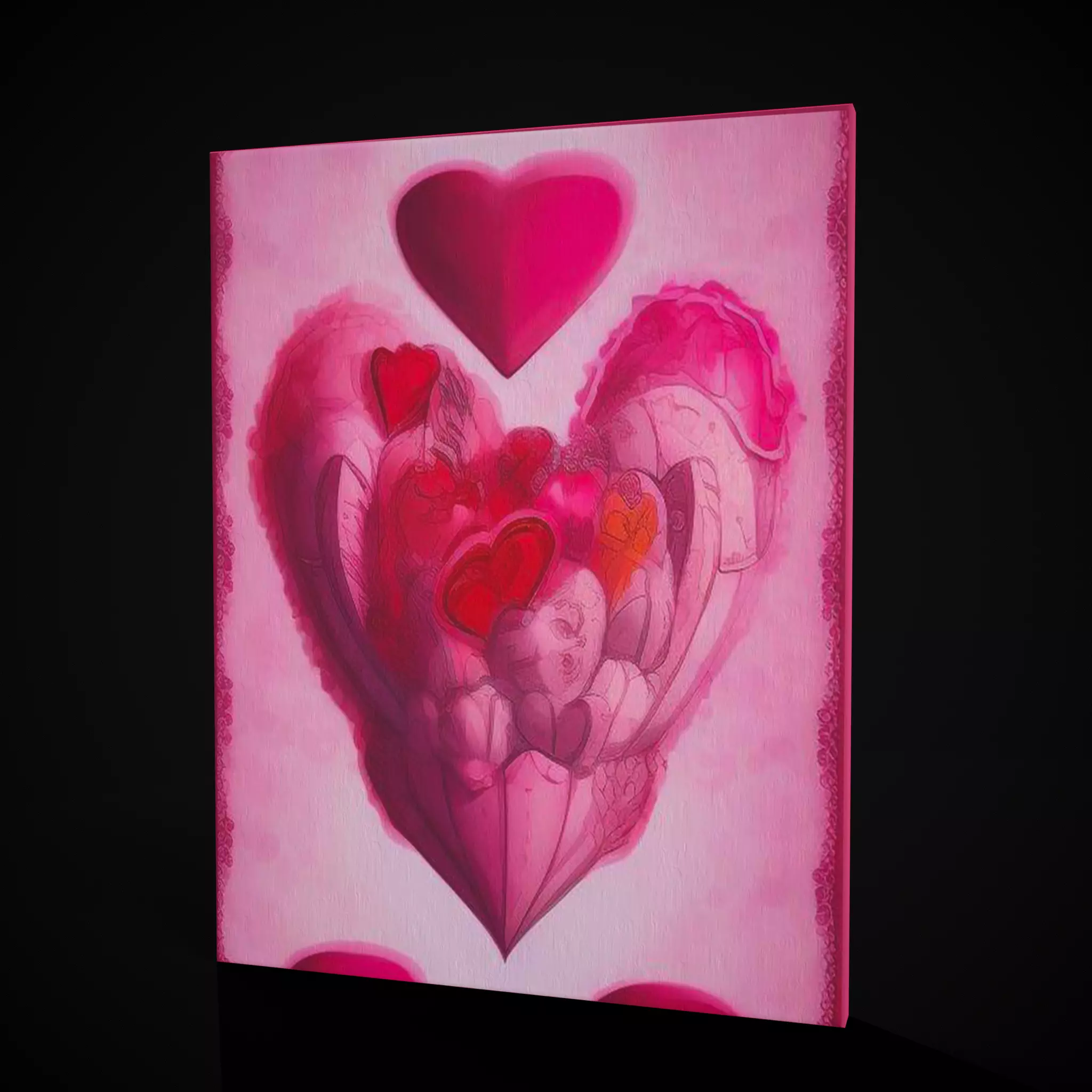 Heart Flower Painting Low-poly 3D model