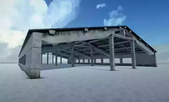 Farmhouse Ruined Low-poly 3D model