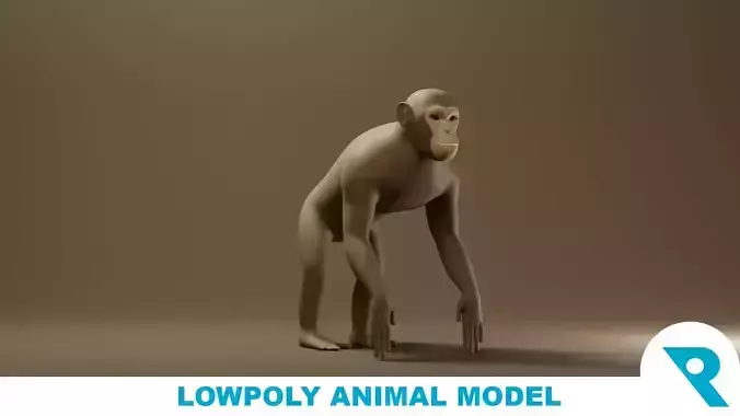 Monkey Base Mesh Low-poly 3D model