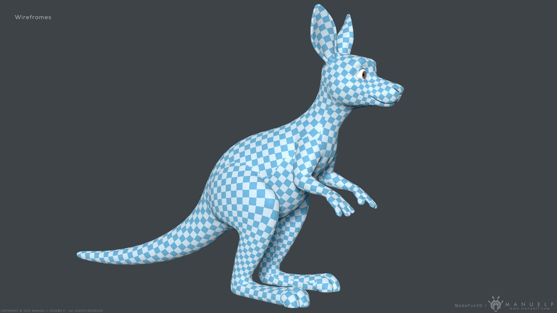 Stylized Cartoon Kangaroo 3D model_12