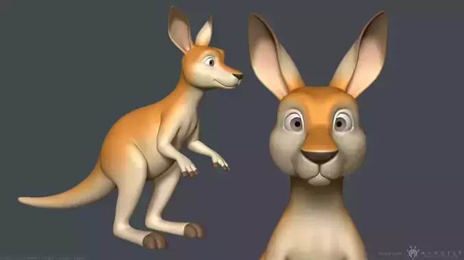 Stylized Cartoon Kangaroo 3D model
