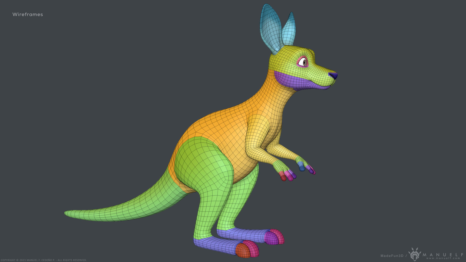 Stylized Cartoon Kangaroo 3D model_2